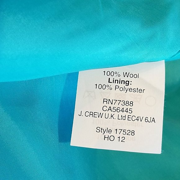 New J Crew Sterling Pencil Skirt 12P Womens Blue Green Double Serge Wool Pockets - Picture 9 of 10